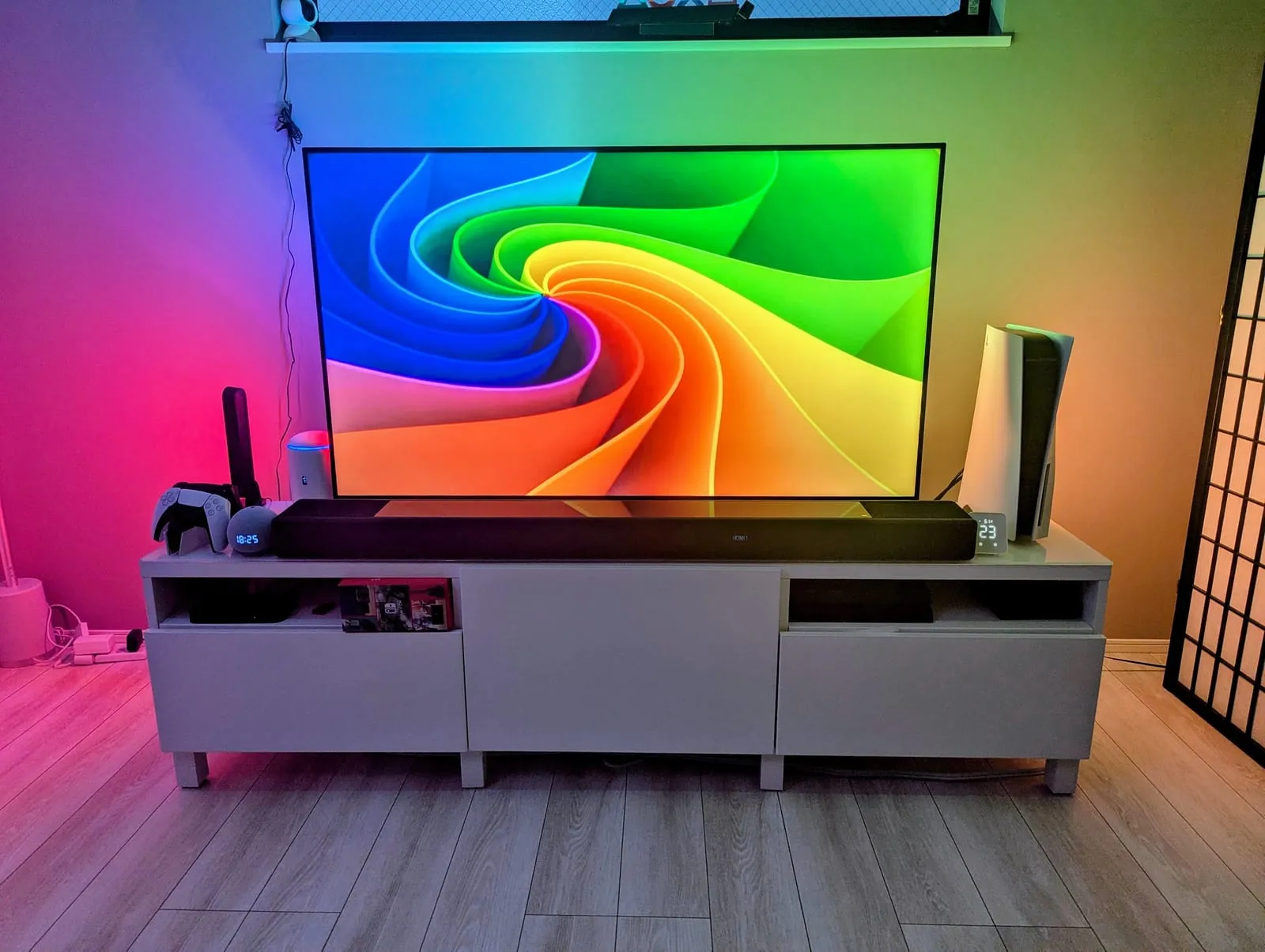 Ambient lighting around a TV