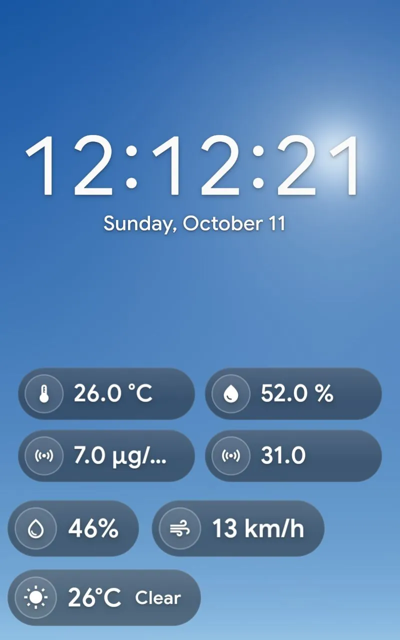 Screensaver with weather, temperature, humidity and air quality.